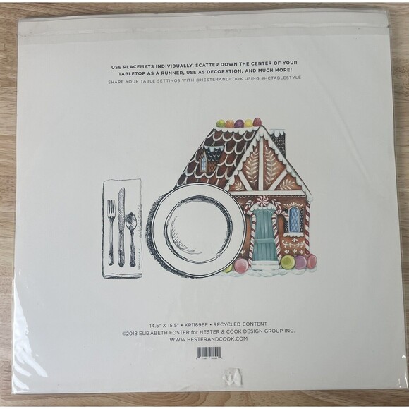 Hester & Cook 12 Paper Placemats Gingerbread House Candy Holiday Christmas NEW - Picture 3 of 4